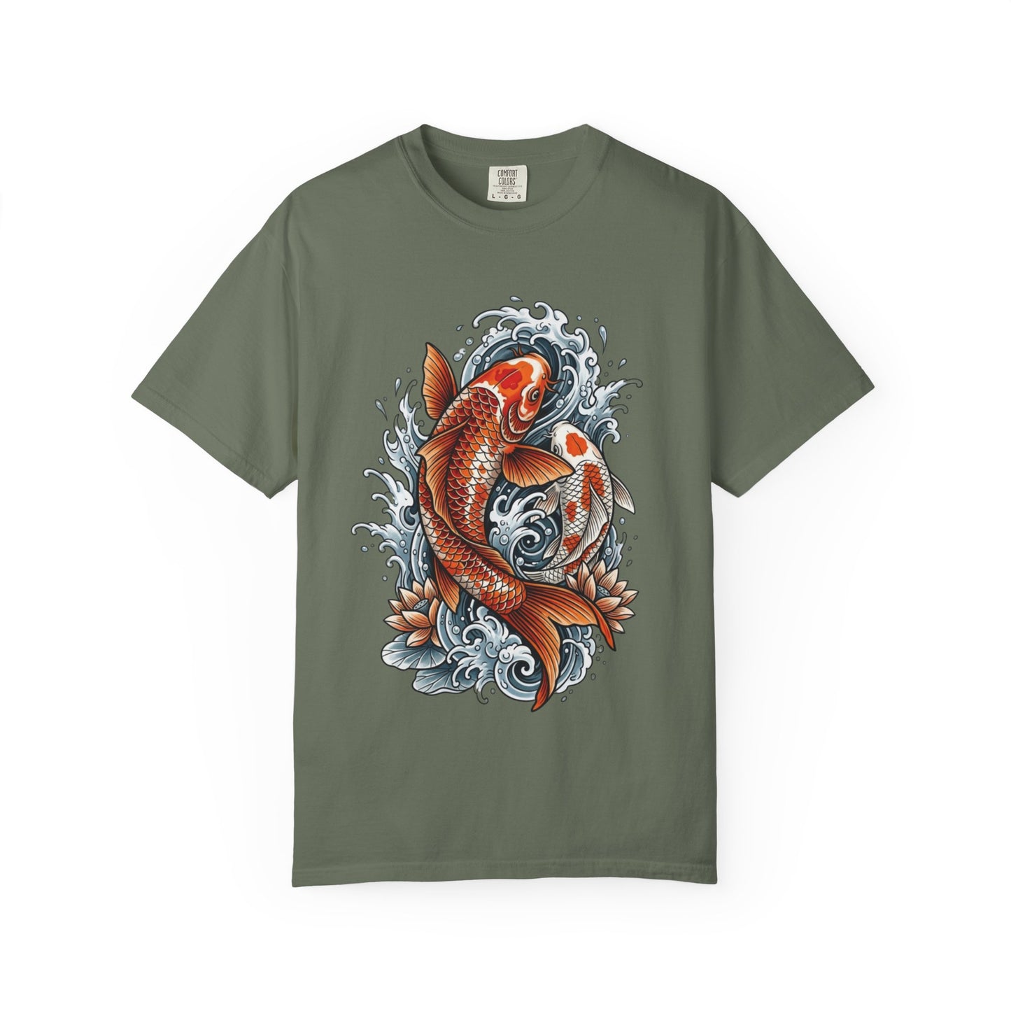 Koi Fish Water Waves T-shirt | Japanese Carp Tattoo Style