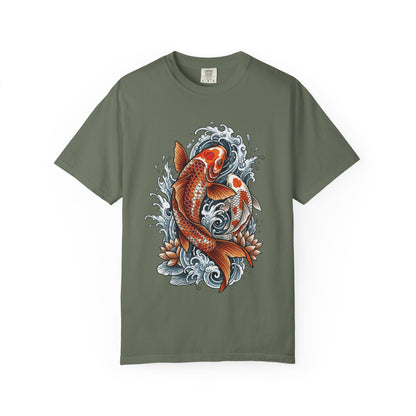 Koi Fish Water Waves T-shirt | Japanese Carp Tattoo Style