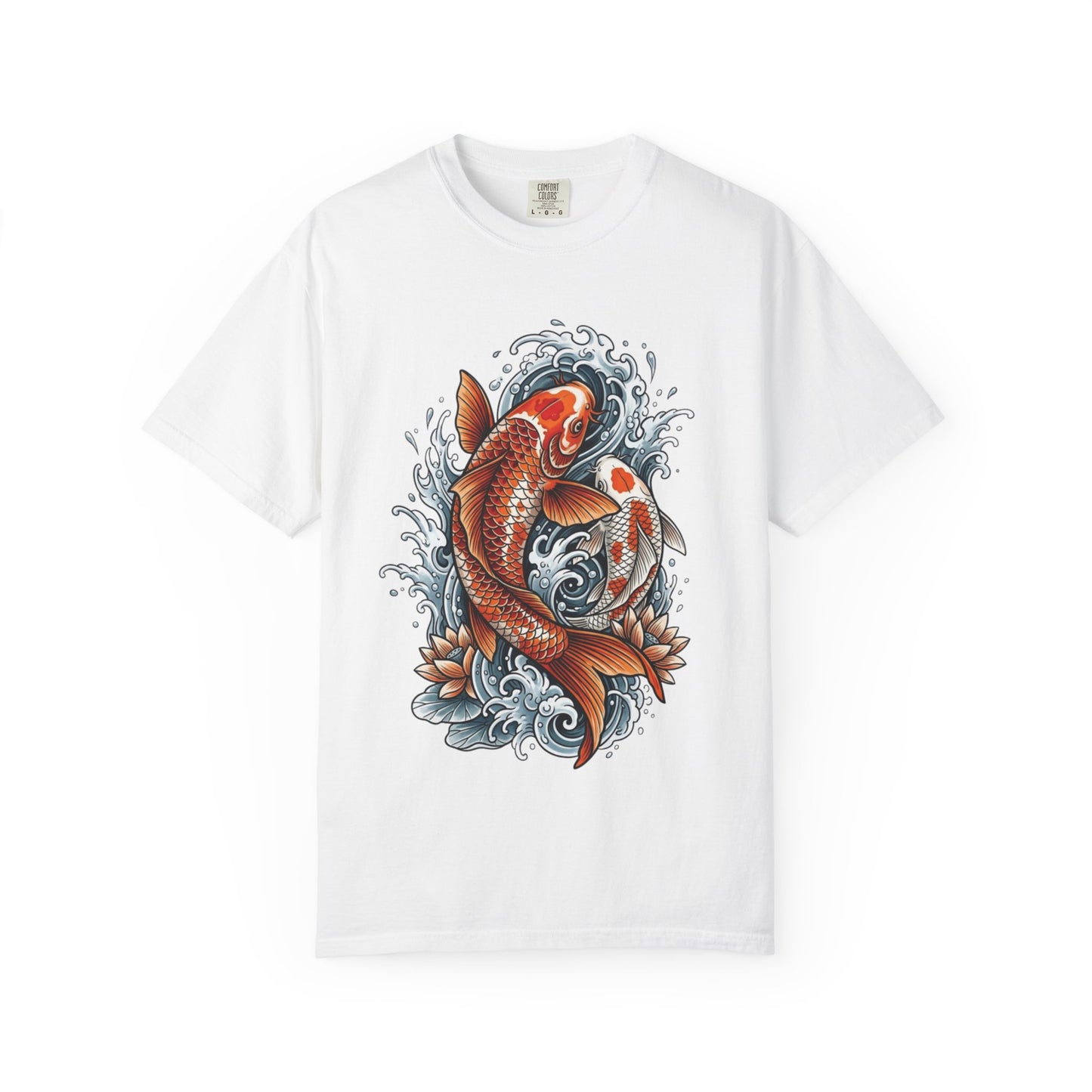 Koi Fish Water Waves T-shirt | Japanese Carp Tattoo Style