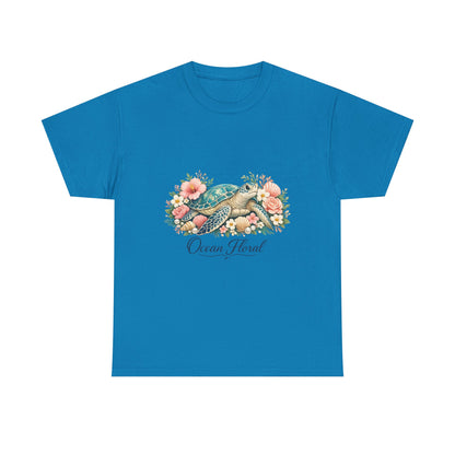 Ocean Floral | Elegant Sea Turtle Floral Shirt for Women