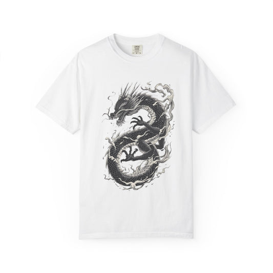 Dragon Ink Graphic T-Shirt — Black Asian Dragon Illustration