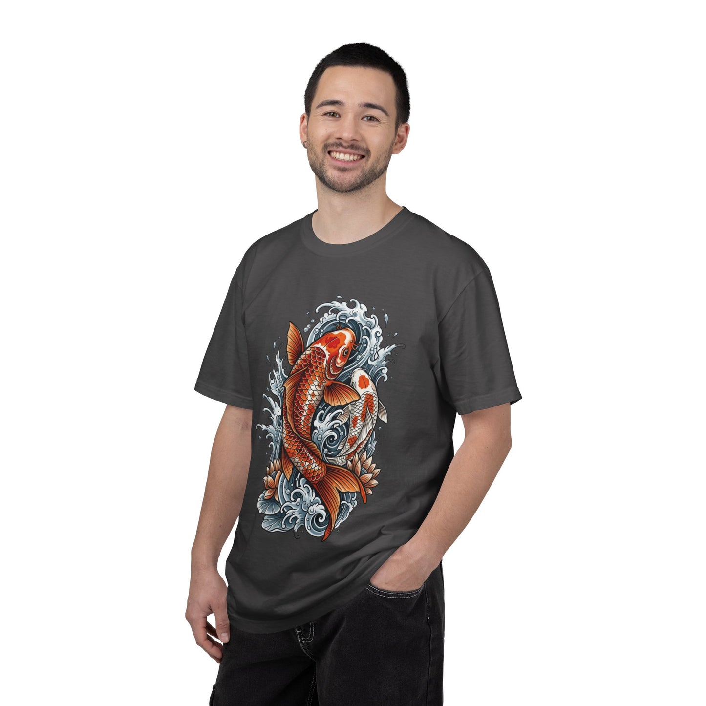 Koi Fish Water Waves T-shirt | Japanese Carp Tattoo Style