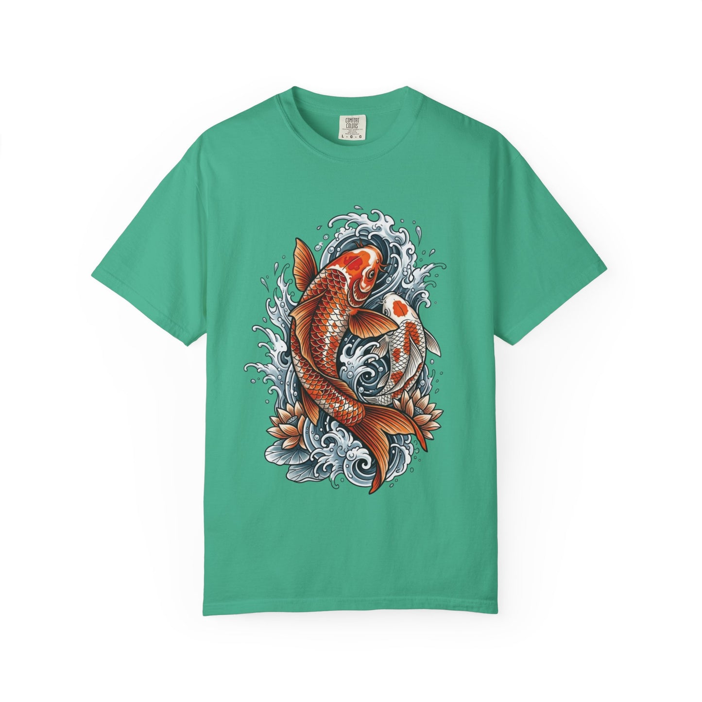 Koi Fish Water Waves T-shirt | Japanese Carp Tattoo Style