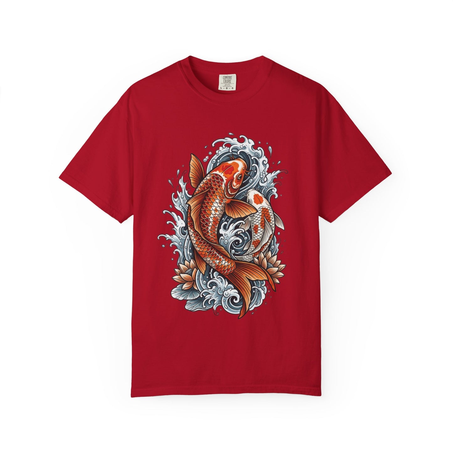 Koi Fish Water Waves T-shirt | Japanese Carp Tattoo Style