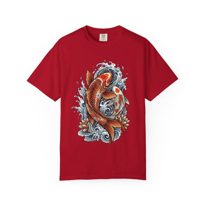Koi Fish Water Waves T-shirt | Japanese Carp Tattoo Style