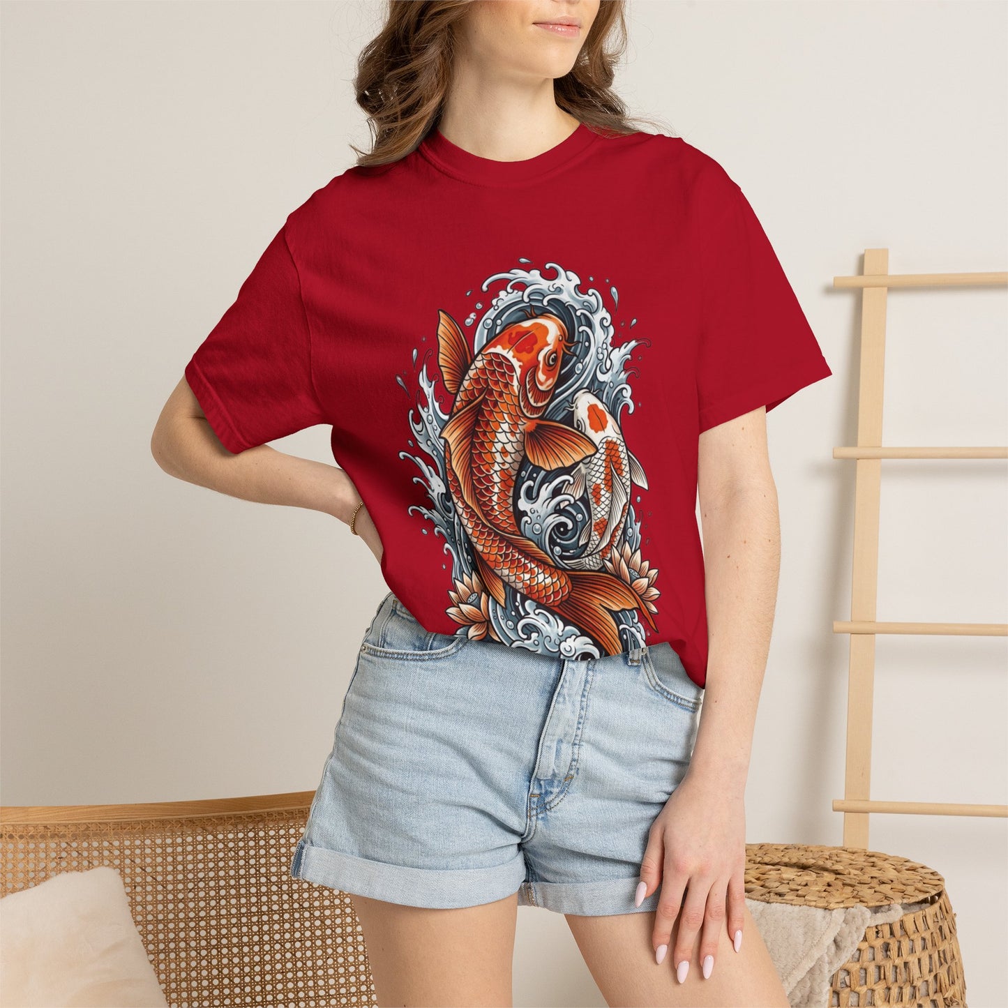 Koi Fish Water Waves T-shirt | Japanese Carp Tattoo Style