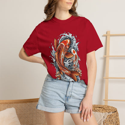 Koi Fish Water Waves T-shirt | Japanese Carp Tattoo Style