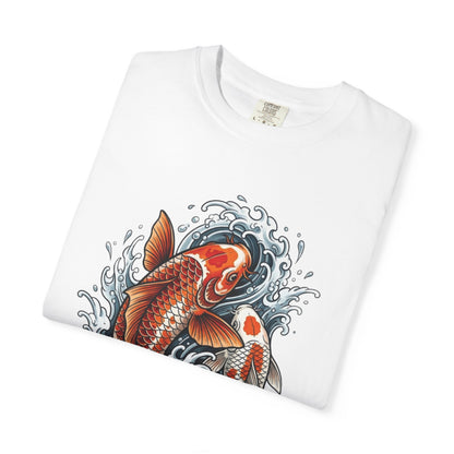 Koi Fish Water Waves T-shirt | Japanese Carp Tattoo Style