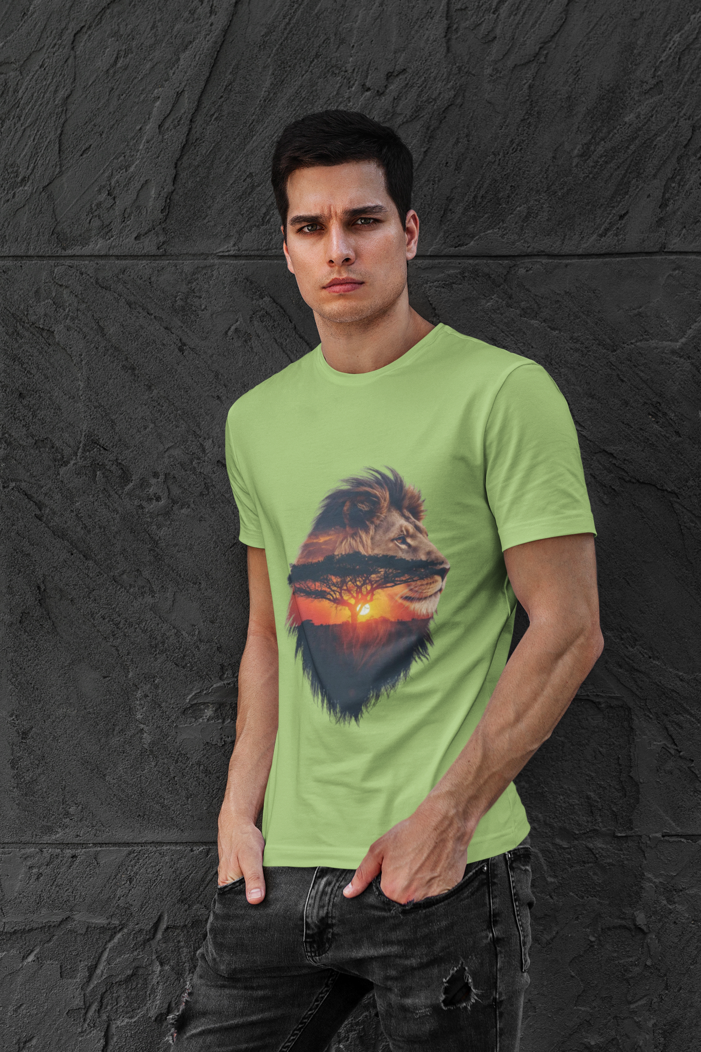 Lion Silhouette – Minimal Graphic Men T-Shirt