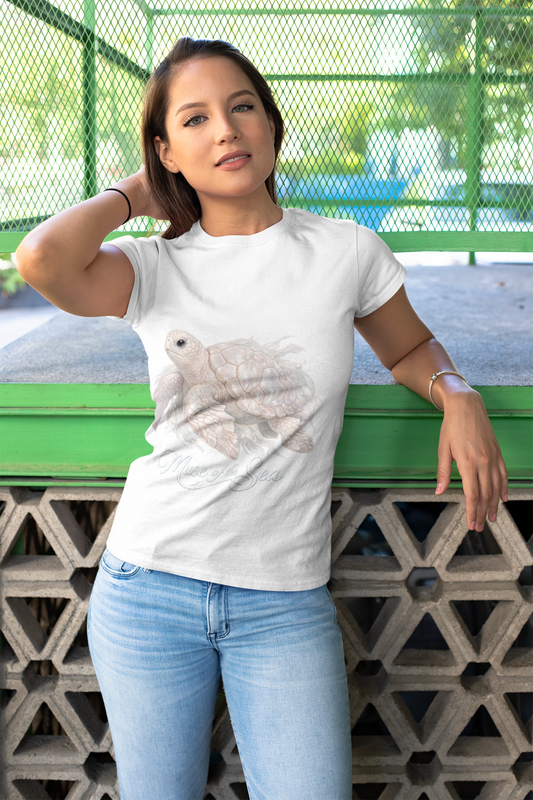 Muse of the Sea | Elegant Turtle Ocean Tee for Women