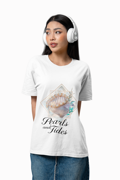 Pearls and Tides – Soft Waves & Pearls T-Shirt for Women