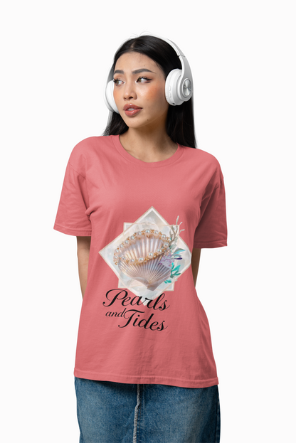 Pearls and Tides – Soft Waves & Pearls T-Shirt for Women