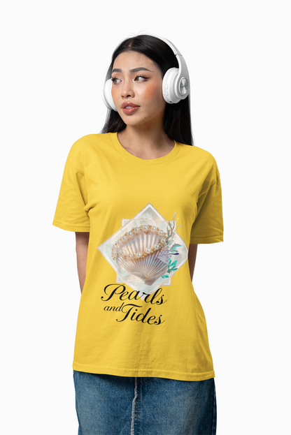 Pearls and Tides – Soft Waves & Pearls T-Shirt for Women