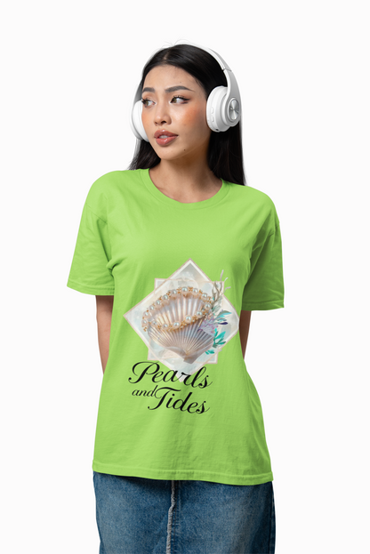 Pearls and Tides – Soft Waves & Pearls T-Shirt for Women