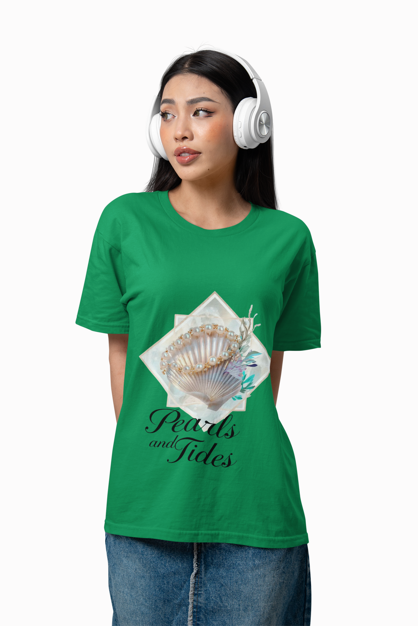 Pearls and Tides – Soft Waves & Pearls T-Shirt for Women