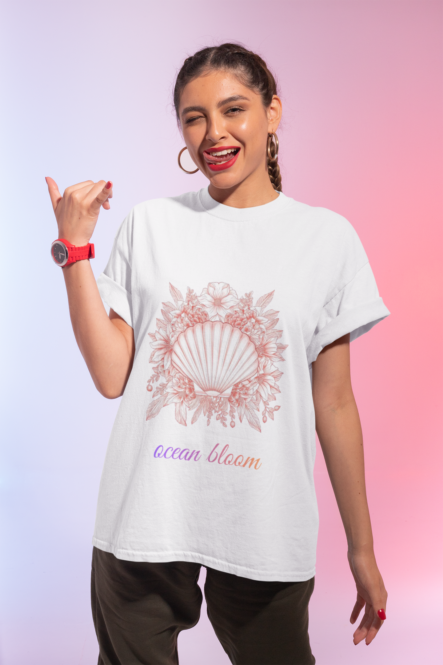 Ocean Bloom – Coastal Seashell Blossom T-Shirt