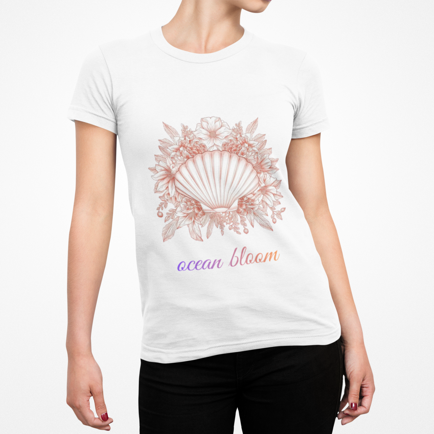 Ocean Bloom – Coastal Seashell Blossom T-Shirt