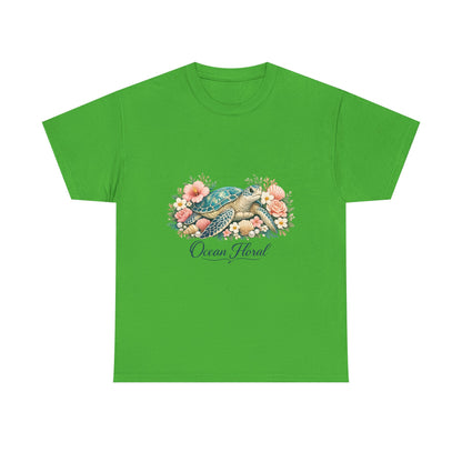 Ocean Floral | Elegant Sea Turtle Floral Shirt for Women